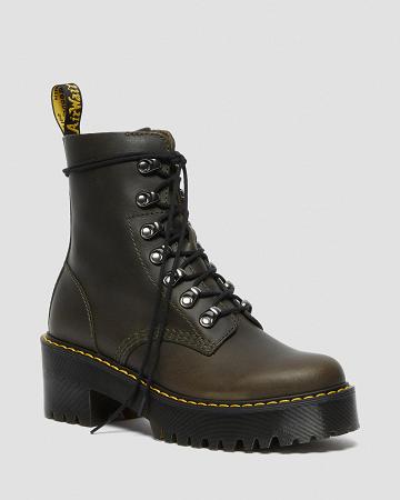 Dr Martens Leona Læder Ankelstøvler Dame Brune | DK 61RVD